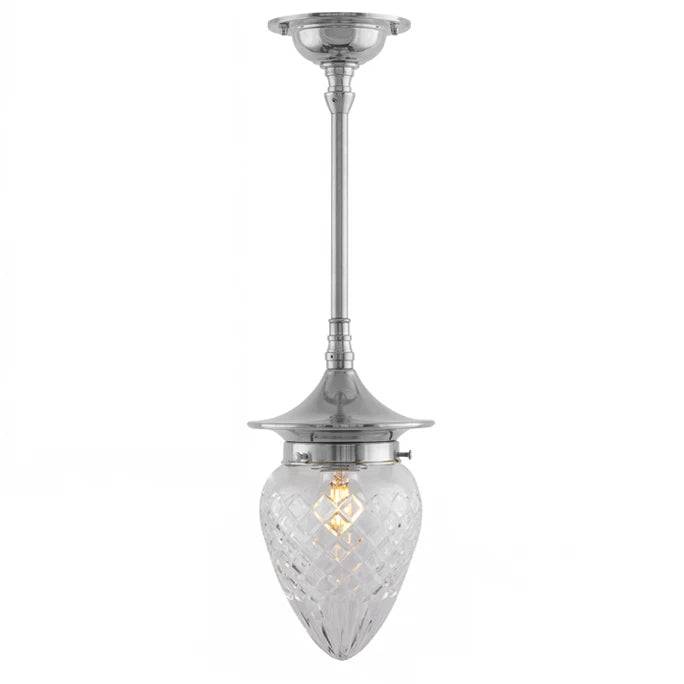 Loftslampe - Dahlbergspendel 80 nikkel, klart glas dråbe - 20 cm