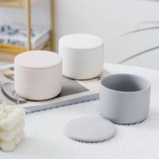 nordic design soft pink wholesale vintage candle jars cylinder ceramic candle vessels with lid