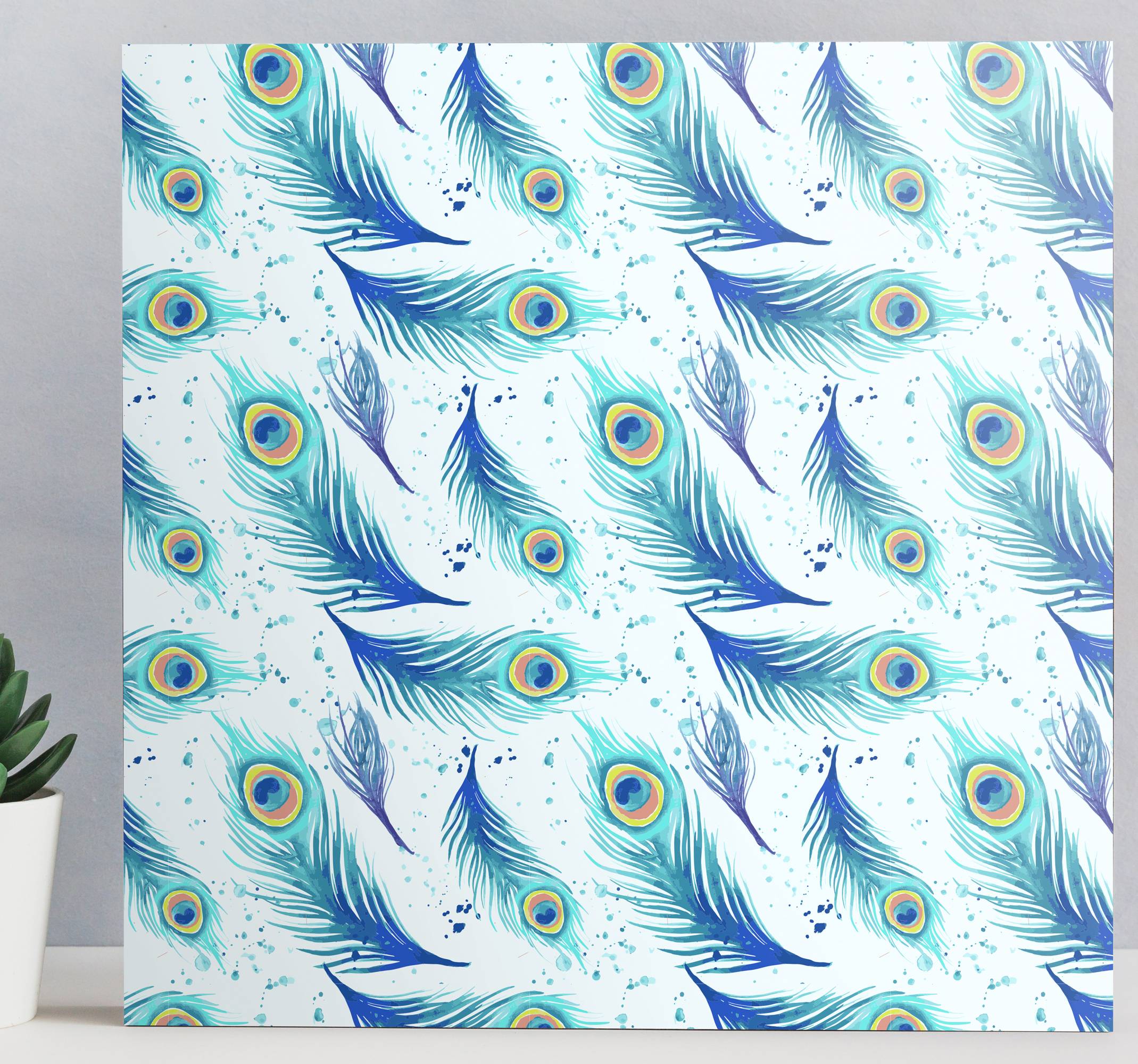 Blå påfågel fjädercanvas tavla