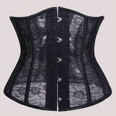Black Mesh Sheer Waist Trainer Corset For Women, Body Shaping - Black - L,M,S,XL,XS