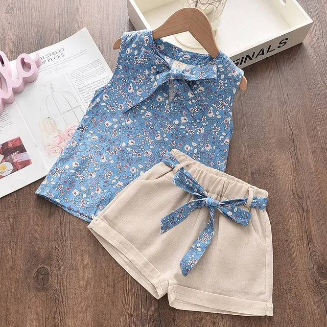 Mini Fashion™ - Blommig utstrålning - Flickset med blommor Blå / 92 (2-3 år) | Pedagogiska Träleksaker (size)