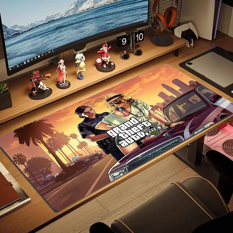 GTA V Färgad Musmatta Stor Spelbord Kudde Halkfri Laptop Surfplatta Stor Musmatta XXL Mat Mini PC Spelmatta Med Låst Kant