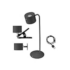 BEPER P201UTP304 Luminì lamp with 3 functions, Table lamp, lamp with clip and wall accessory included, Rechargeable lamp with USB cable included, Touch switch on, Adjustable light, Black