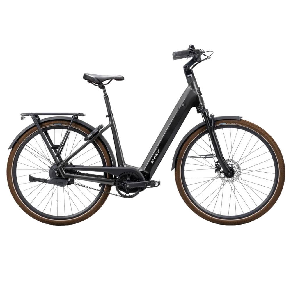 E-Fly Rhea Elcykel Automatgear & remtræk - Centermotor Black Mat Sort Str. 56 ( 181 - 195cm Personhøjde )