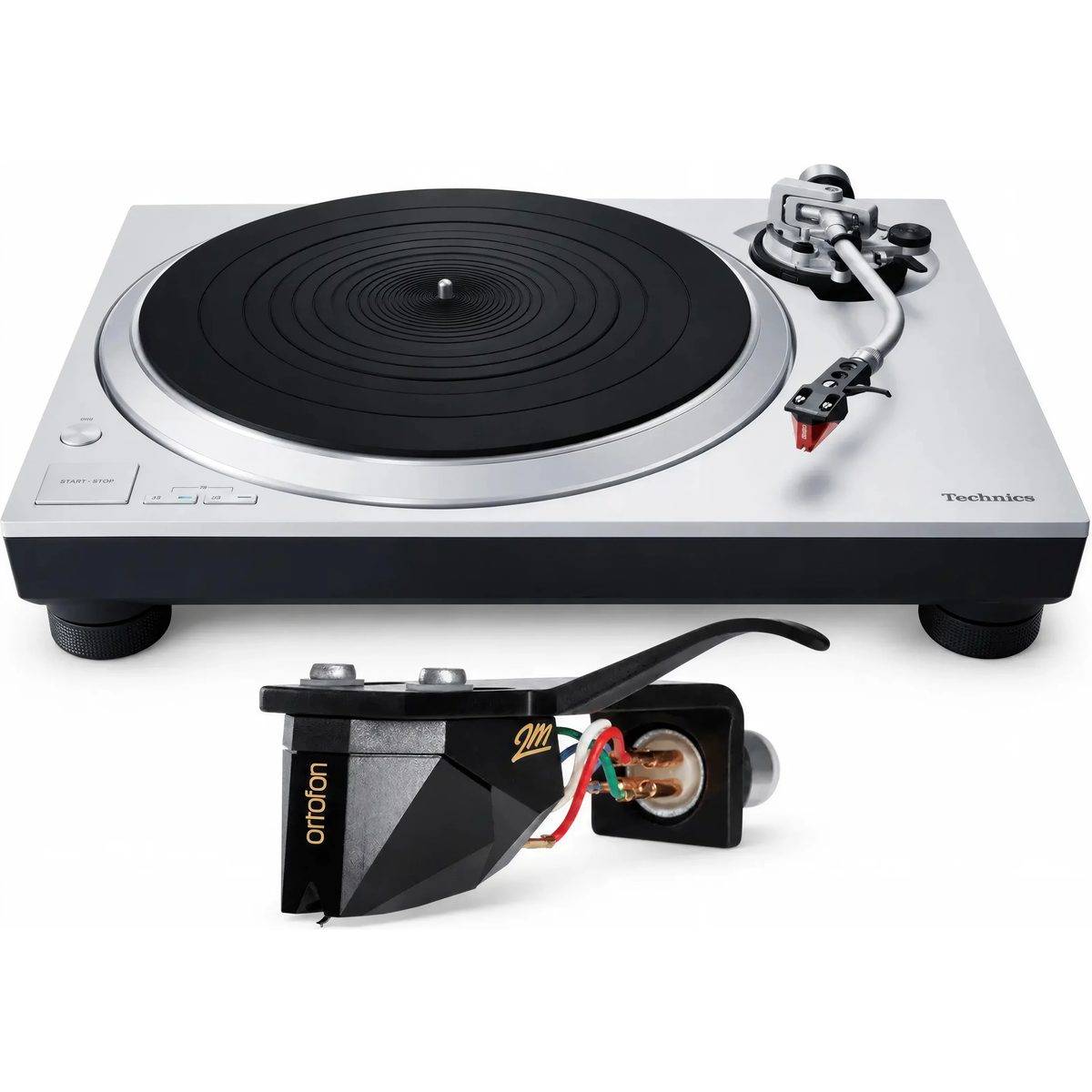 Technics + Ortofon 2M Black Premounted + SL-1500CEG-S silverfärgad