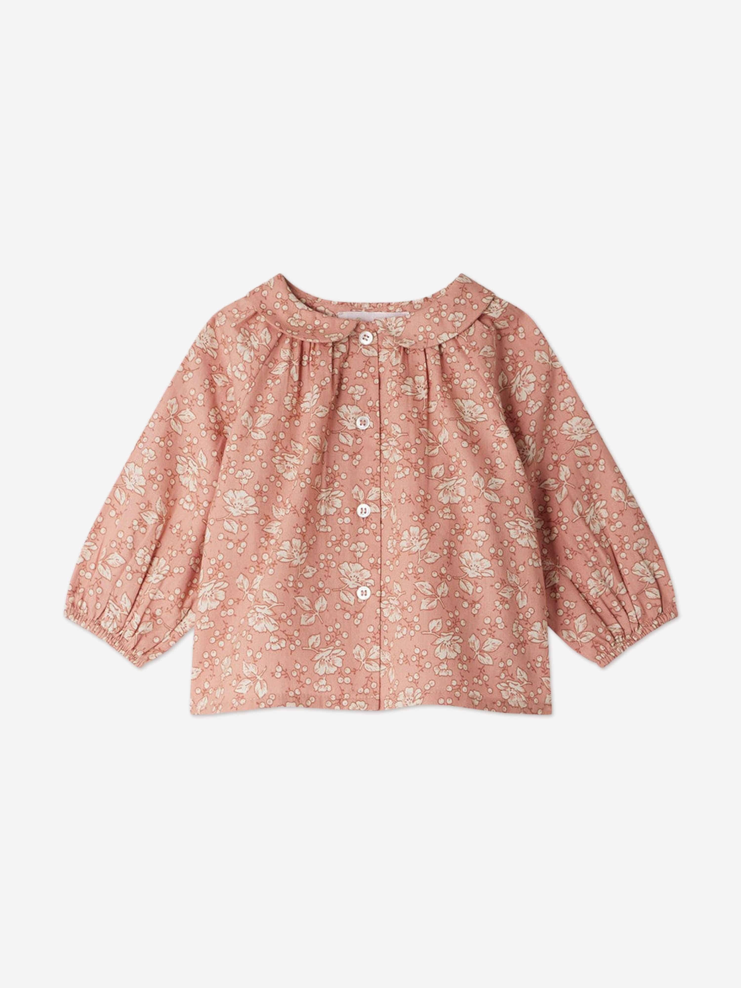 Bonpoint Baby Girls Floral Domino Blouse in Pink - Pink / 12 Mths (12 Mths)