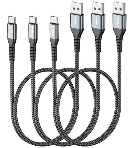 SUNGUY USB C Kabel, 3 Pack 0.5M USB auf USB C Kabel für Samsung Galaxy S20, Note 10 Google Pixel 7 pro, HUAWEI P30,iPhone 16/15 Pro Max-Grau