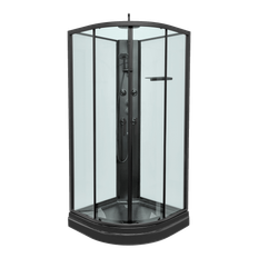Svart duschkabin med takdusch 90x90x225 cm