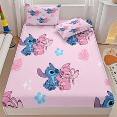 TEMU 3pcs Stitch Elegant 3 Piece Bed Sheet Set, The For Bedrooms And Guest Rooms