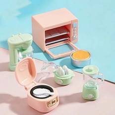 Miniatyrköksmodellset Liten ugn Riskokare Kaffebryggare Juicer Realistiska miniapparater Samlarobjekt Dockhusdekor Hantverkssats För Vuxna Display Ret - Multifärgad (En-Storlek,Kaffemaskin,Riskokare,juicepress,Äggkokare,Brödkorg 5-delad uppsättning,ugn)