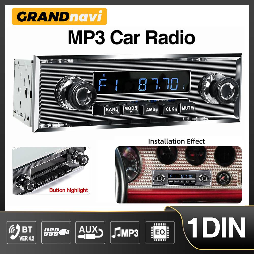 1Din Retro Classic Car Radio MP3 Player Car Audio Stereo Support FM AUX EQ USB Input Bluetooth For Mercedes Benz