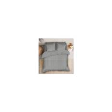 Bambus sengetøj - 100% Naturligt bambus - 140x220 cm - Ternet gråt - Satinvævet sengesæt