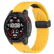 Sylphicryst för Garmin Epix Pro 47mm,Garmin Fenix7/7 Solar/7 Sapphire Solar,Silikon klockarmband i Magnetiskt klockspänne för Herr-och Damklockor med Snabbkoppling smartklockor,Gul