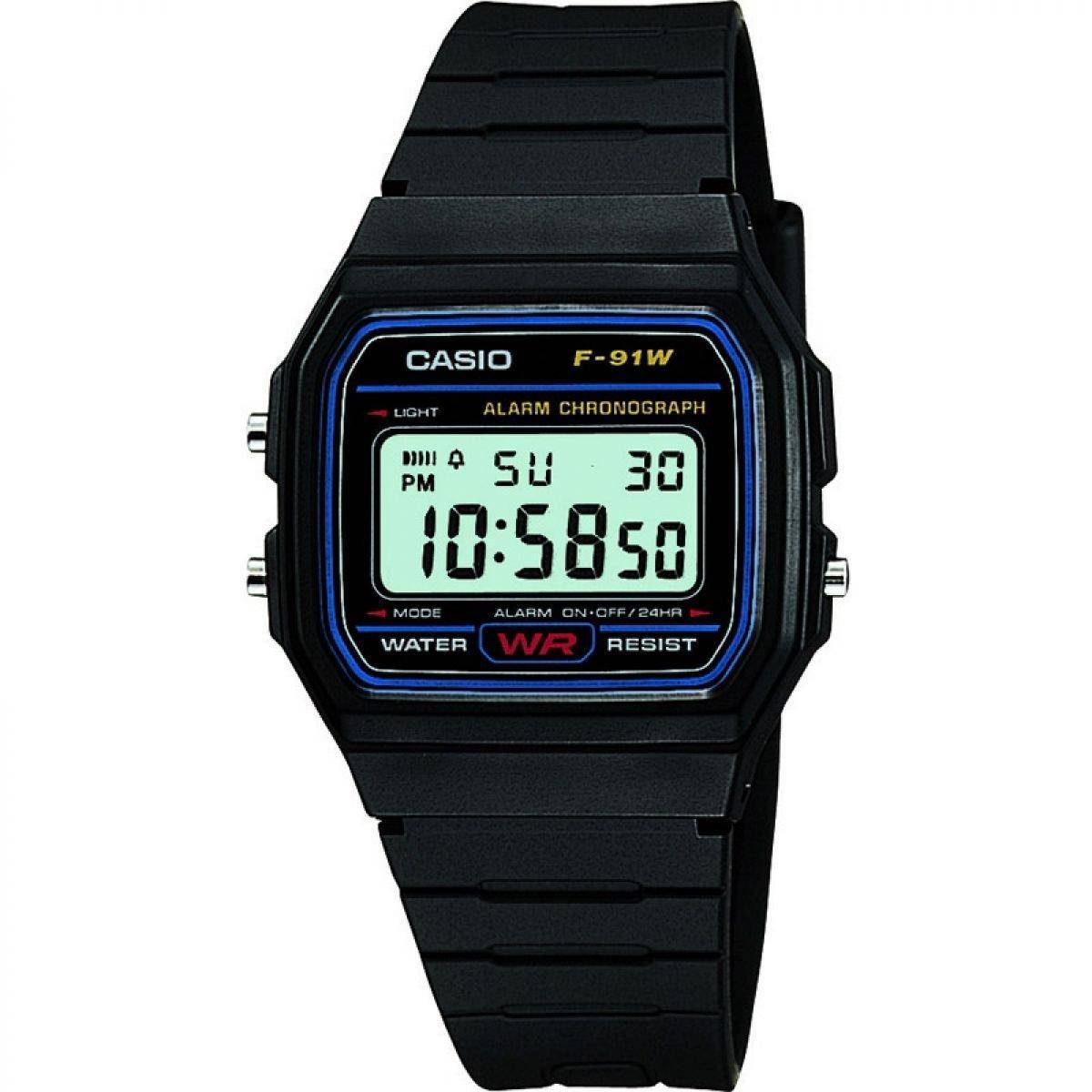 Casio Digital Armbandsur F-91W-1YER Svart black