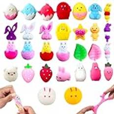 POPOYU Mini Mochi påsk squishy 30 stycken squishy kawaii, squishy fidget toy mochi för barn, anti-stress squishies leksak för påskleksak jul födelsedag gästgåva