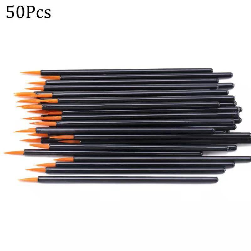 50pcs/Set Disposable Eyeliner Brushes With Cap Fine Fiber Nail Art Pen Applicators Wand Professional Cosmetic Mini Makeup Tools,Eyebrow Brush