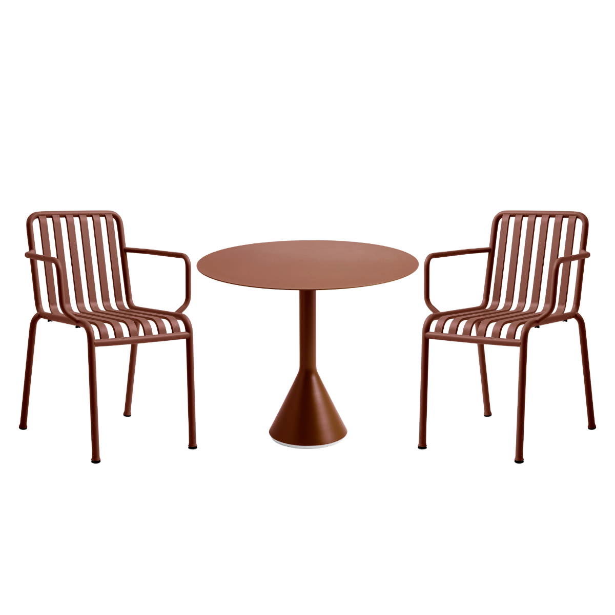 HAY Palissade Sæt 2 x Palissade Armchair Og Et Cone Table Ø90 - Iron Red