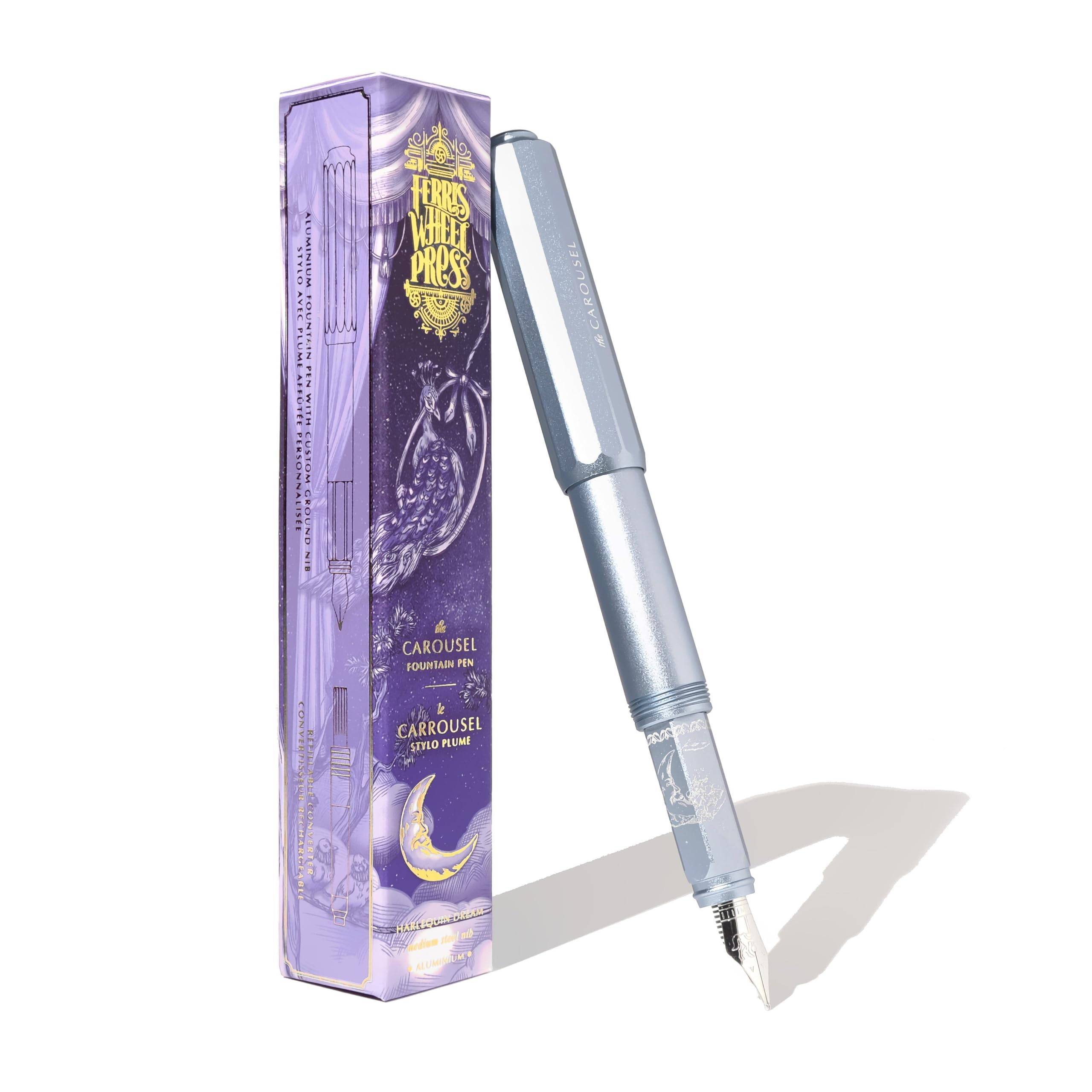 Ferris Wheel Press Aluminum Carousel Fountain Pen Harlequin Dream Aluminum Body Cap with Air Seal System Fine Nib Aircraft-Grade Screw-On