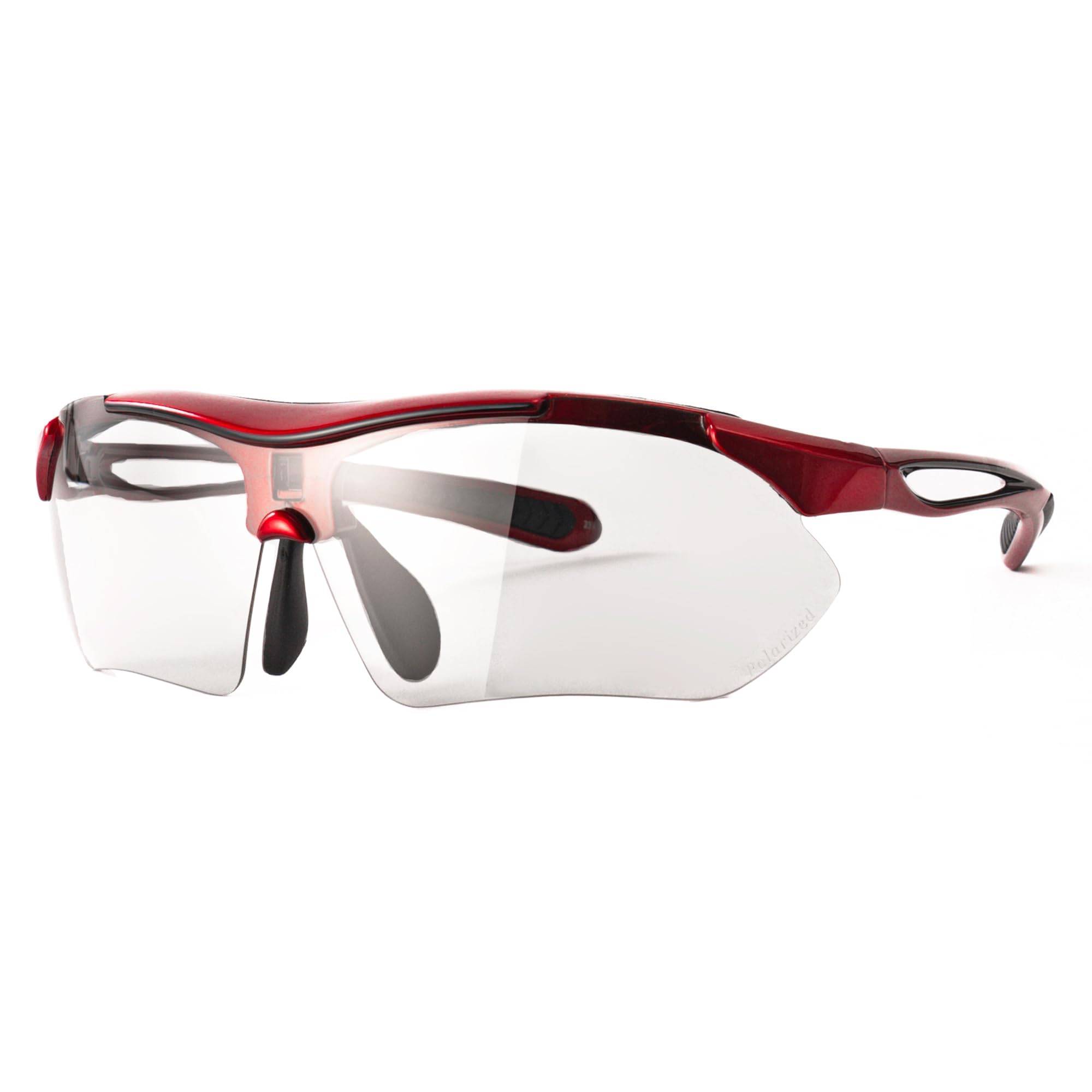Photochromic Sports Sunglasses with UV A-Fit Men's Protection, Red/Black, AF-7001T-C5