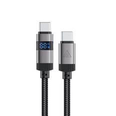 Acefast C15-04 USB-C till USB-C-kabel 60W med display, 1,2m - Svart