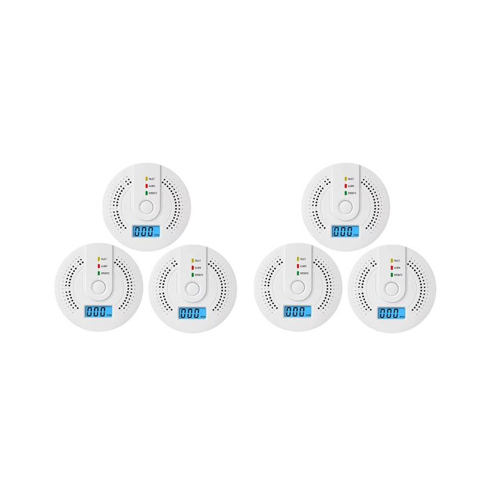 Digital Carbon Monoxide Detector with LED Indicator Battery Powered Warning Alarm Sensor CO Monitor Alarm Detector 6pc