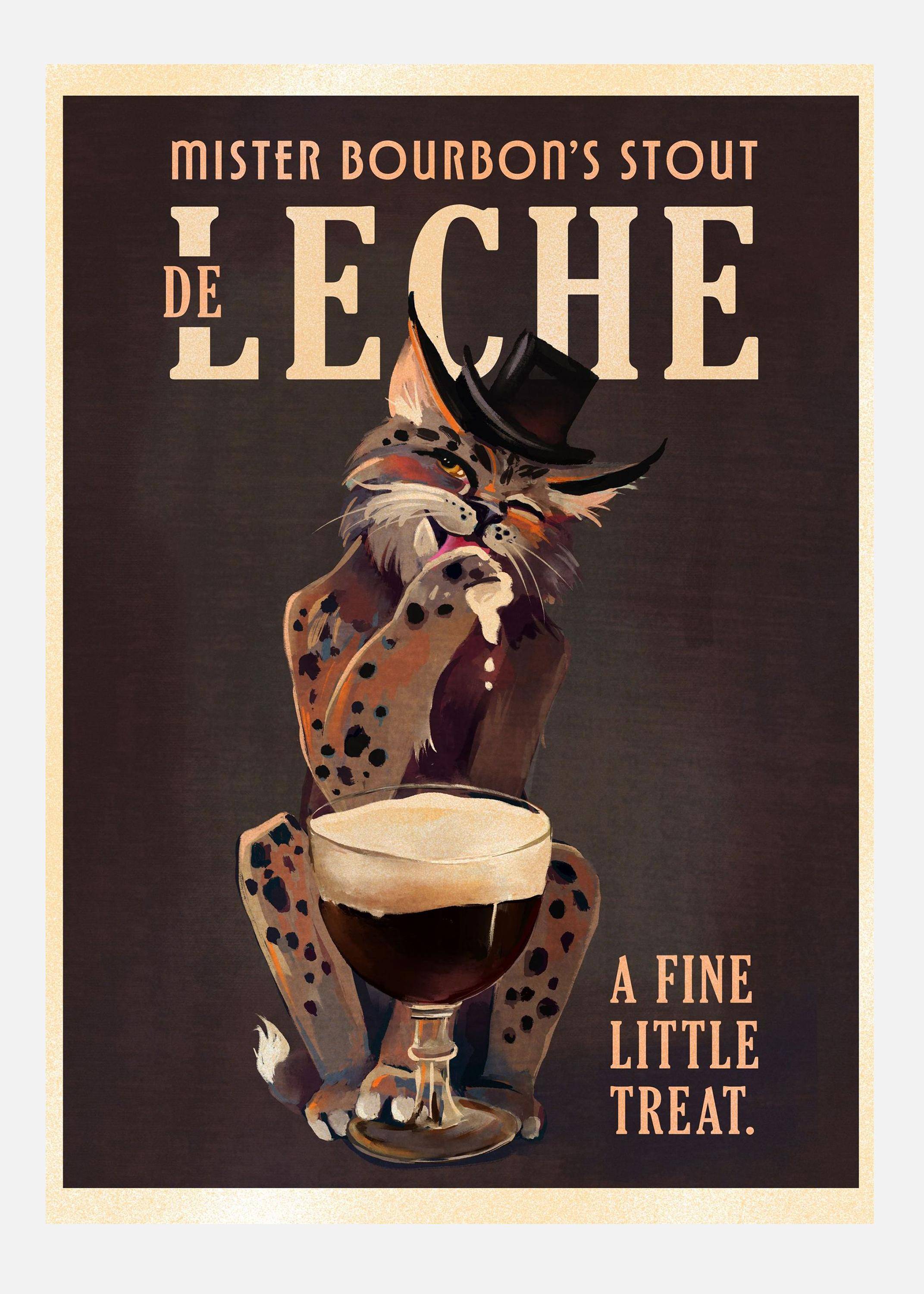 Bourbon De Leche Guinness Style Cat Art Canvastavla (100x140 cm)