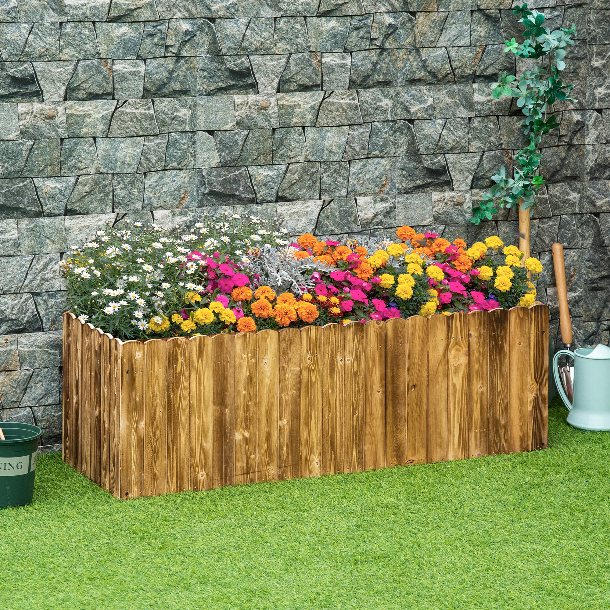 Højbedspotte 120 x 40 x 40 cm lavet af fyrretræ til krydderurter og grøntsager blomsterbed blomsterkasse