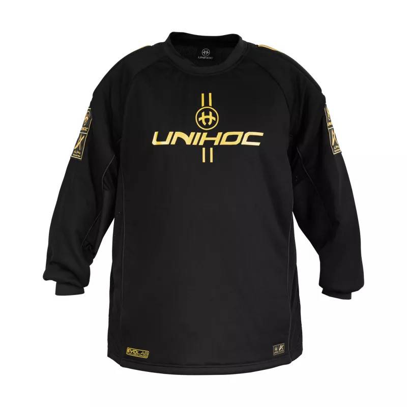 UNIHOC GOALIE SWEATER ALPHA EVOLAB BLACK/GOLD (XXL)