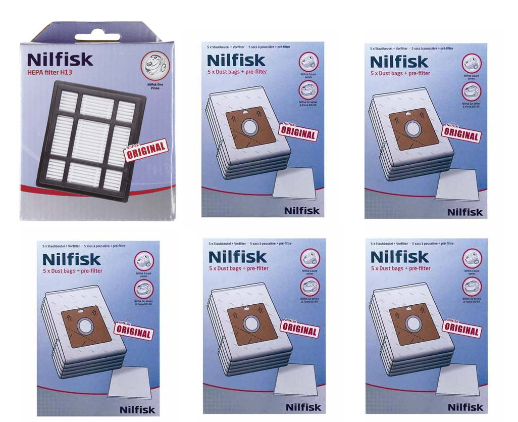 Starterkit Nilfisk ONE 78602600. 5 pakker + HEPA filter 107414332