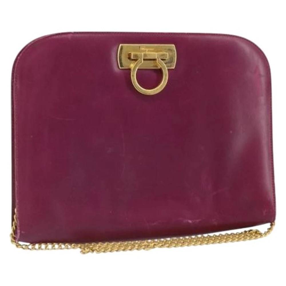 Salvatore Ferragamo Pre-owned Pre-owned Leather Skuldertaske - Vintage - Dame - Lilla - ONE SIZE - Uld