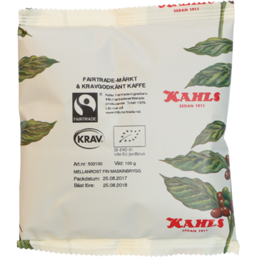 Kahls Kaffe Fairtrade & KRAV Mellanrost Fin Maskinbrygg 100g