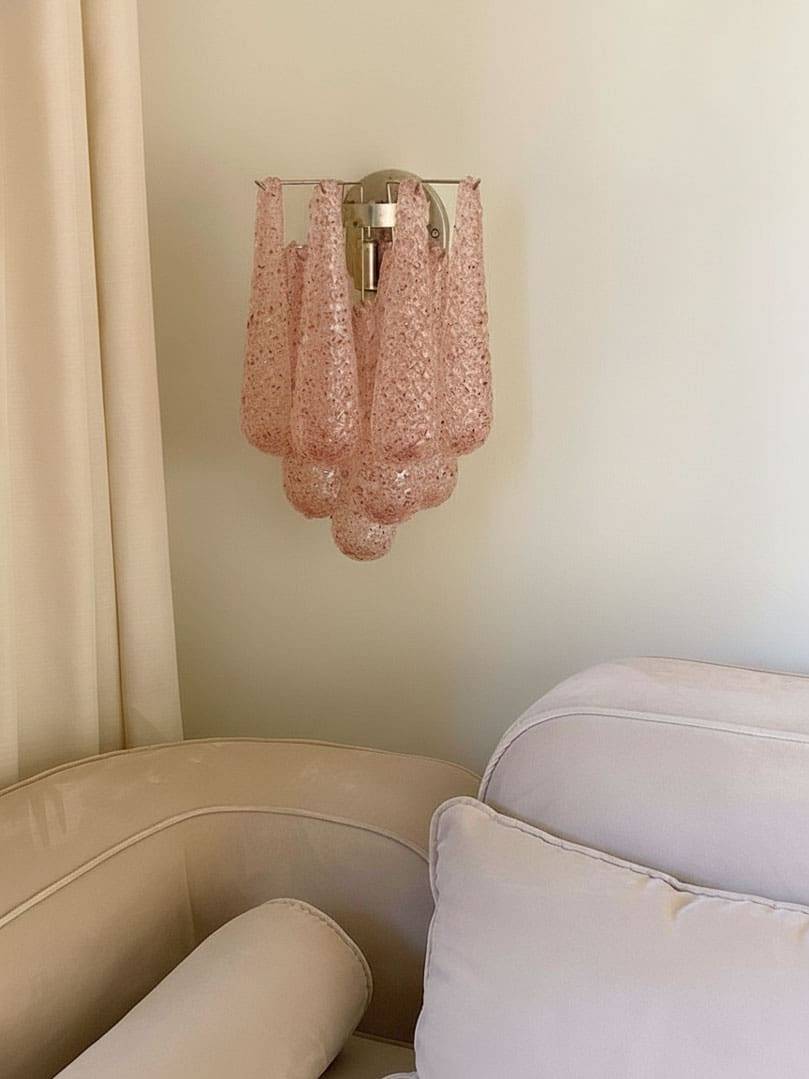 Murano - Væglampe - Dråbe - Rosa Krom blank