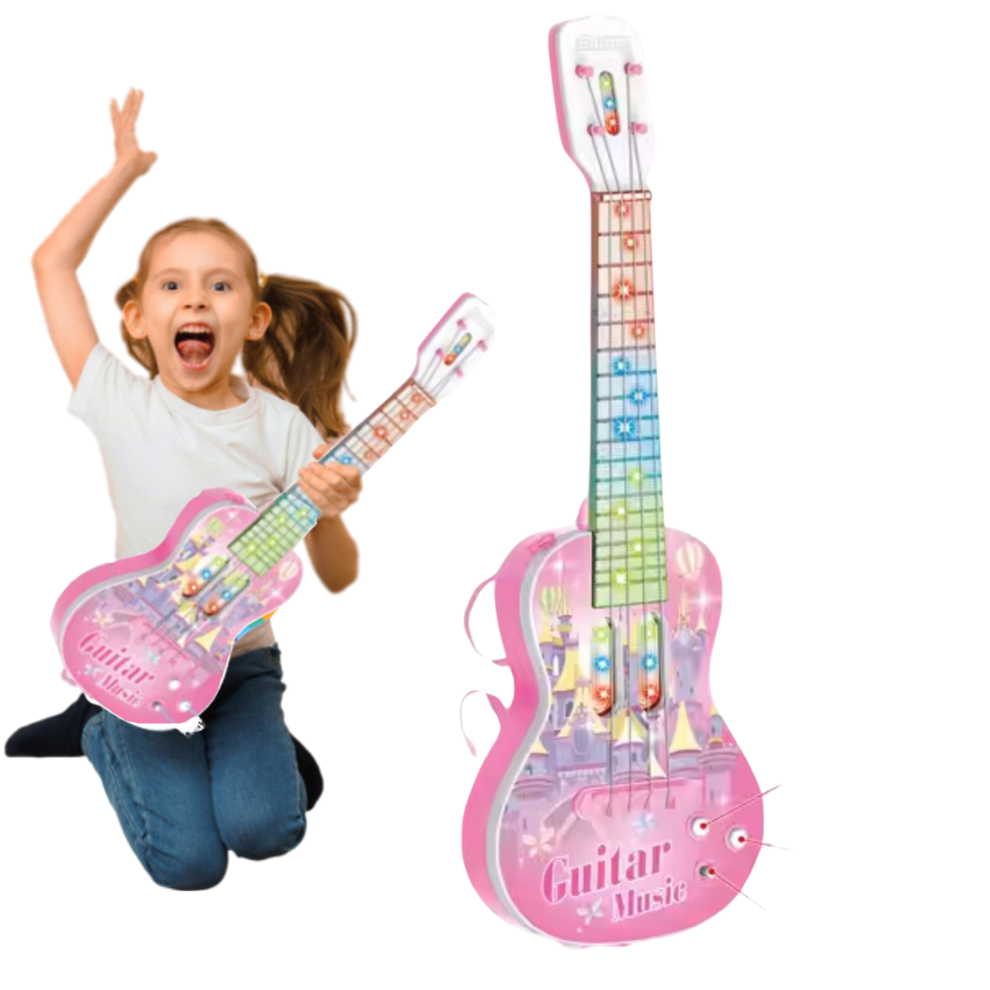 Børneguitar, interaktiv, glødende, UKULELE, legetøj, musikinstrument