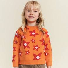 Ung flicka All-Over mönster rund hals Casual mångsidig långärmad tröja - Orange (6Y,7Y,4Y,5Y)