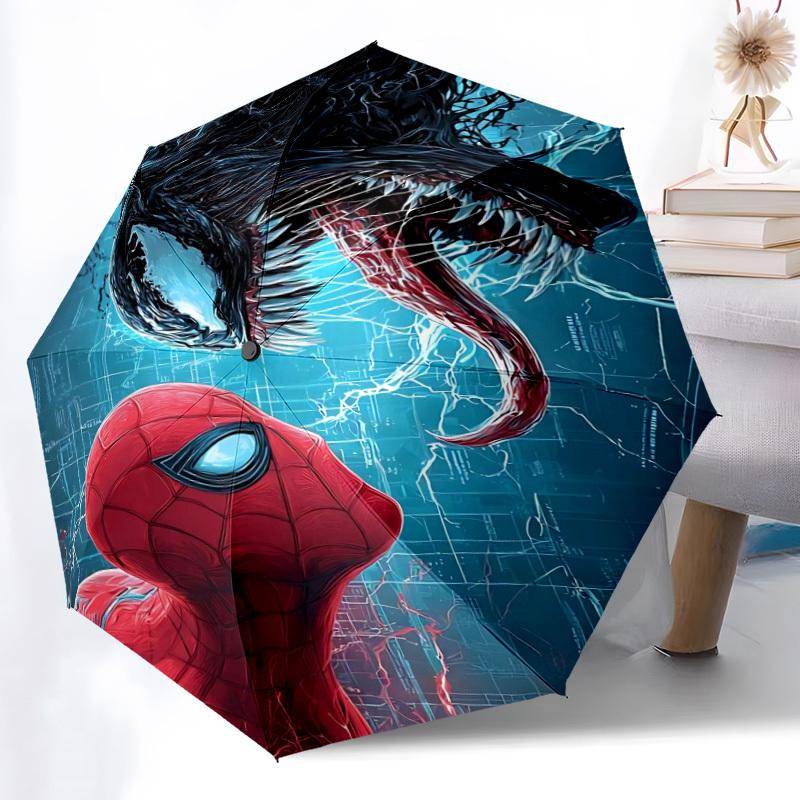 1 st Venom SpiderMan Automatiskt Fällbart Paraply - Kompakt 8-ribbat Design, Hållbar Plast & Järn, Daglig Användning F010614 blue