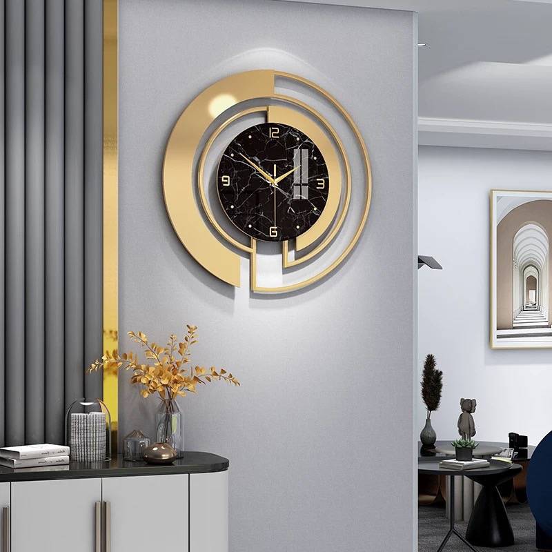Nordic Luxury Metal Wall Clock Fashion Design Large Home Decoration Pendant Clock Hotel Living Room Wall Hanging Clock