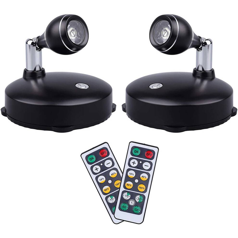 Wireless Spotlight Indoor,Battery Operated Accent Lights Art Lights for Paintings,LED Wall Light with Remote (2 Pack, B)