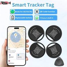För Airtags 4-pack QR-skanning Smart Tag GPS Smart Tracker, funktion för att hämta borttappad QR-kod, ingen app behövs, global spårning och positioner - Svart (svart,2 svarta + 2 vita)