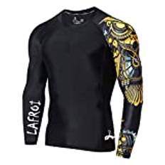 LAFROI Långärmad herr UPF 50+ Baselayer Skins Performance Fit Compression Rash Guard-CLYYB Asym Time Manager Size LG