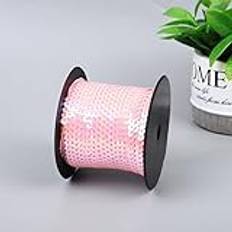 GreatRise 100 yard färgglada paljettband paljetttrim glitter paljett trim sträng paljett dekorband paljetter band glitterband pysselband för kläddekoration pannband illusion rosa