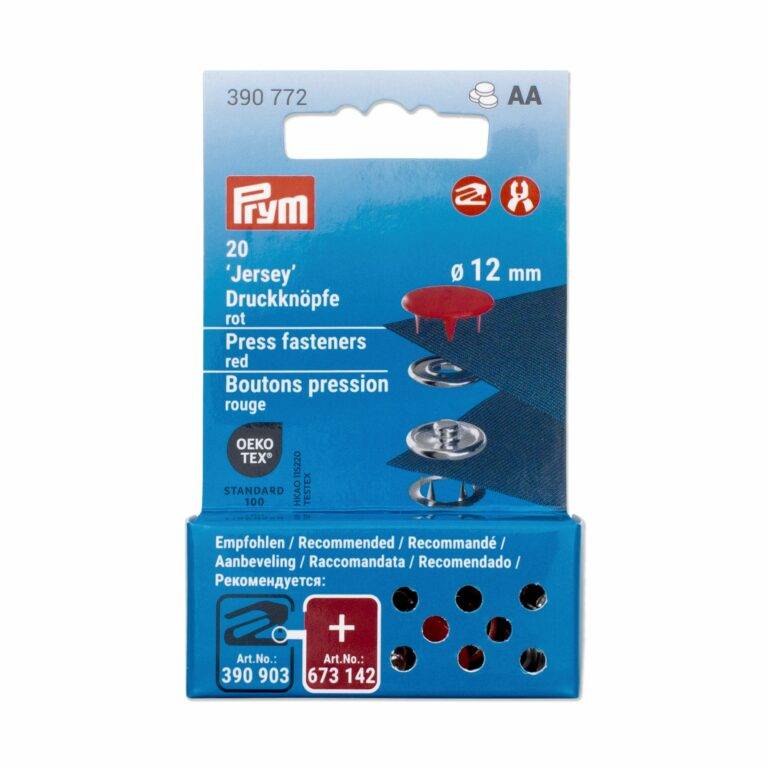 Prym Vario Tool, jersey trykknap metal ø12mm/20 stk. (Rød/sølv).