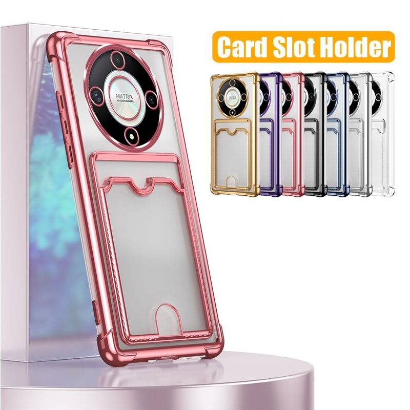 Plating Clear Shockproof Case for Honor X9C X9B X7B X8A X7C Magic 7 Lite 200 Smart 90 Lite 70 Wallet Card Slot Holder Soft Cover