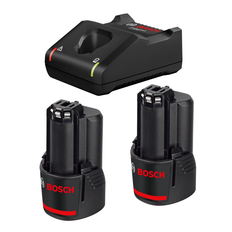 BOSCH Batterisæt 12V 2x Li-Ion batterier, 12V, 3Ah + oplader