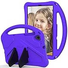 Tablettfodral Barnfodral Kompatibel med Samsung Galaxy Tab A 10.1 Fodral SM-T510/SM-T515 (2019) Tablettfodral, Dropsäkert Slagtålighet Skyddshandtag Stativfodral med axelrem Tablet PC-fodral(Purper)