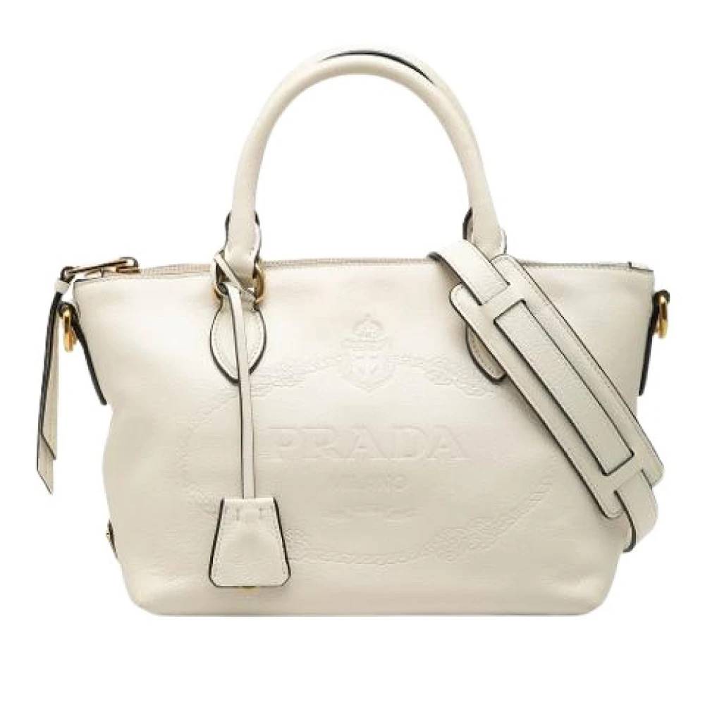 Prada Vintage Pre-owned Satchel - Vintage - Dame - Hvid - ONE SIZE - Uld