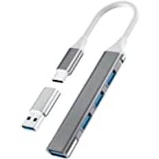 USB C-hub, 4 portar mini USB-dongel med USB C till USB-adapter, USB C-expanderhubb för bärbar dator (3 USB 2.0, 1 USB3.0), ultratunt bärbart datahubb för MacBook Pro/Air, iMac, Surface Pro, XS, PC