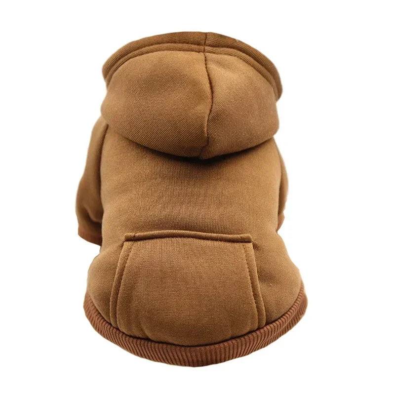 Dog Fleece Hoodie Coat | Warm Autumn Winter Sweatshirt Jacket for Small Dogs & Cats - Brown / L (L)