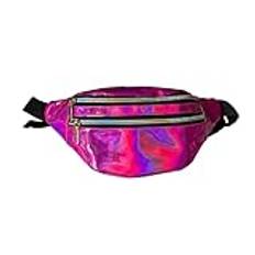 Dam färgglad dragkedja bälte justerbar midjeväska midjeväska paket, Rosa (Hot Pink), A