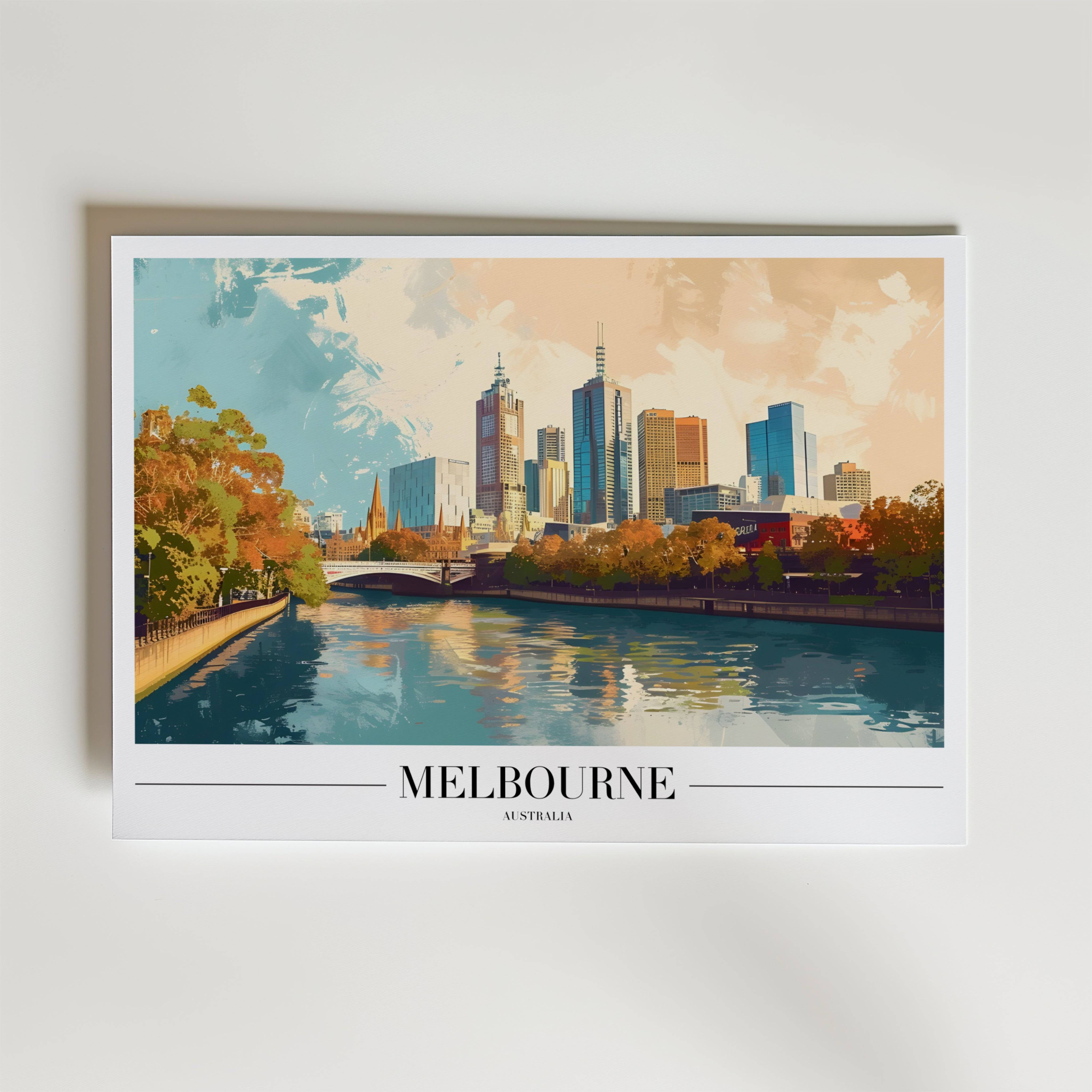 Melbourne Skyline Poster - Premium Canvas 40x50 cm