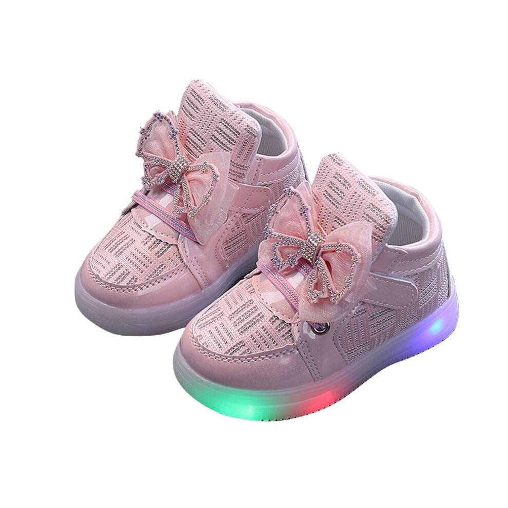 Piger LED-sneakers lyserøde sportssko størrelse 1
